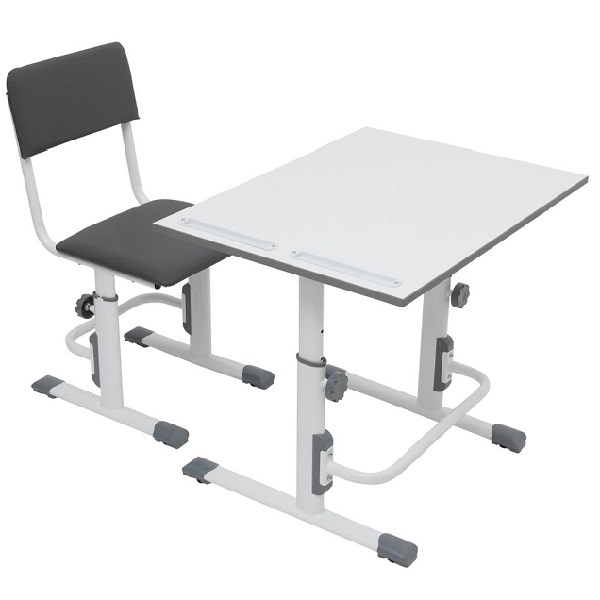 Растущая парта+ стул Polini Simple M1 - бело-серый
