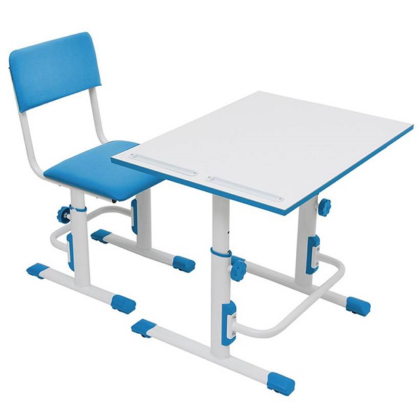 Растущая парта+ стул Polini Simple M1 - бело-синий