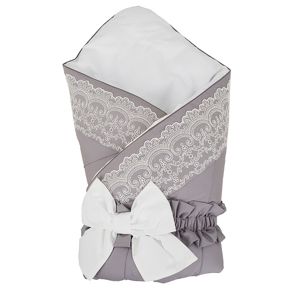 Одеяло-конверт с кружевом Pituso - серый