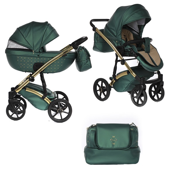 Детская коляска Pituso Cristal 2 в 1 - зеленый/gold