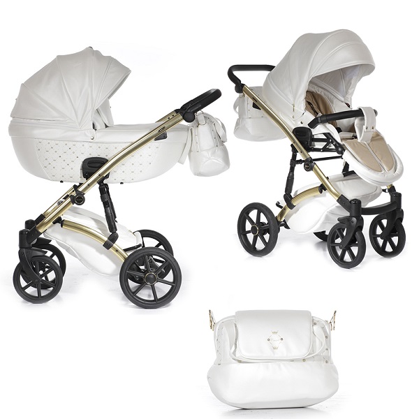 Детская коляска Pituso Cristal 2 в 1 - белый/gold