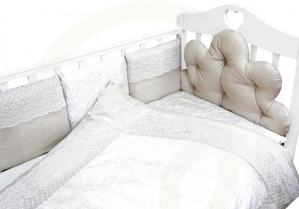 Комплект в кроватку Топотушки Облака 6 предметов - серый