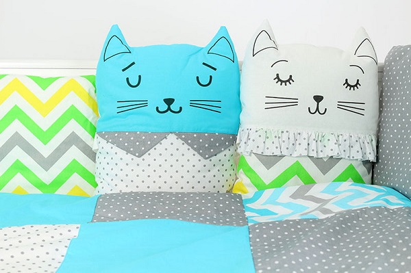 Комплект в кроватку Топотушки Китти 6 предметов - голубой