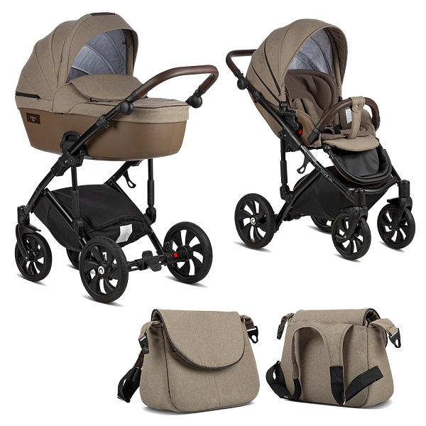 Детская коляска Tutis Viva Life New 2 в 1 - серо-коричневый-кожа серо-коричневая