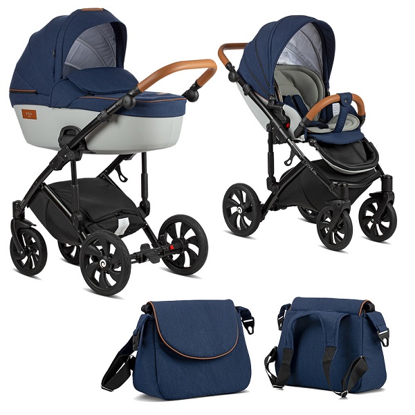 Детская коляска Tutis Viva Life New 2 в 1 - пурпурно синий-кожа серо-серебристый