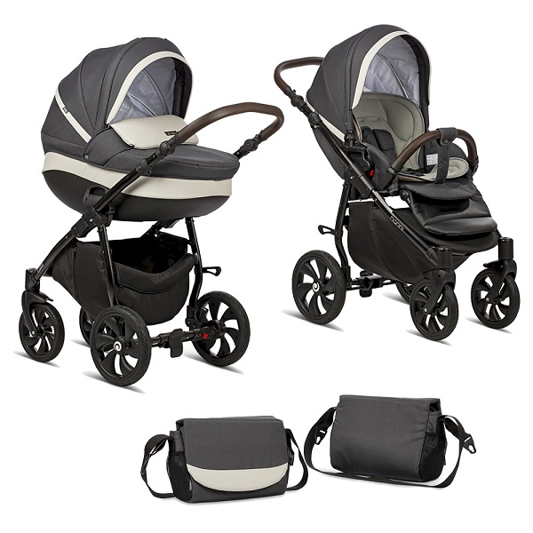 Детская коляска Tutis Nanni 2 в 1 - графит/кожа св.серый