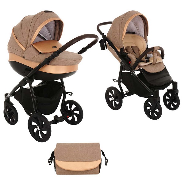 Детская коляска Tutis Nanni 2 в 1 - песочный/кожа gold