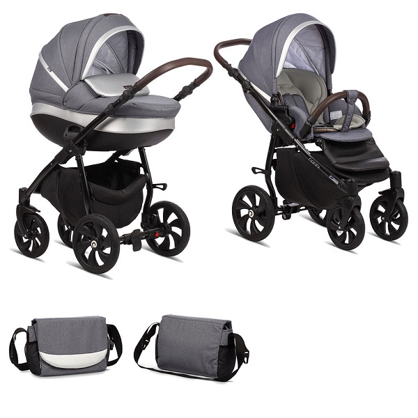 Детская коляска Tutis Nanni 2 в 1 - серый/кожа серебро