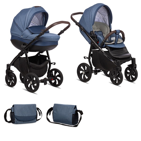 Детская коляска Tutis Nanni 2 в 1 - деним/кожа синия
