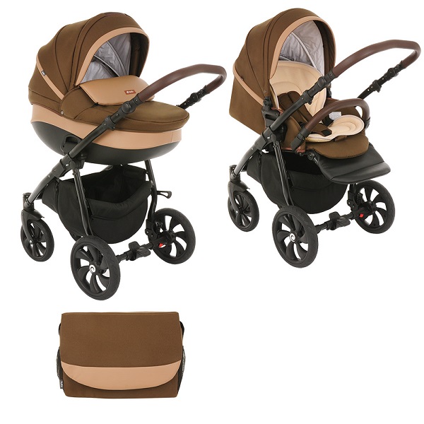 Детская коляска Tutis Nanni 2 в 1 - т.коричневый/кожа капучино