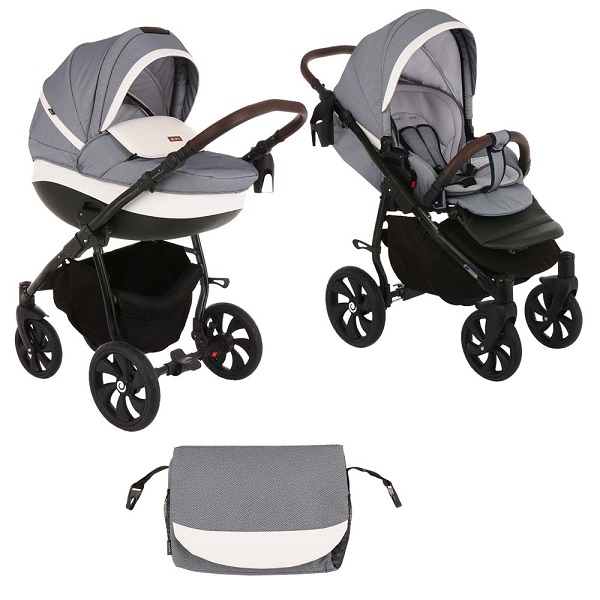 Детская коляска Tutis Nanni 2 в 1 - silver/кожа белый