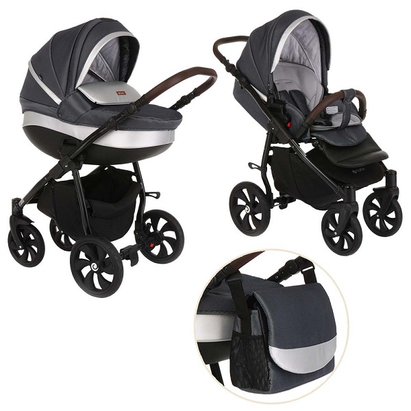 Детская коляска Tutis Nanni 2 в 1 - silver/ кожа серебро