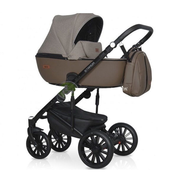 Детская коляска Ray Strada 2 в 1 - 08 темно бежевая бежевая кожа