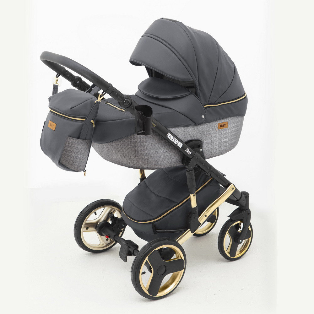 Детская коляска Ray Ultra Gold 2 в 1 - 34 графит/кожа серебристый