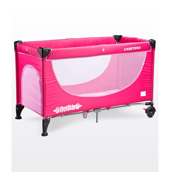 Манеж кровать Caretero SIMPLO - розовый