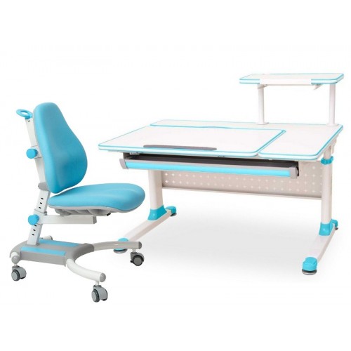 Парта-трансформер Rifforma Set 100 с креслом и полкой - голубой