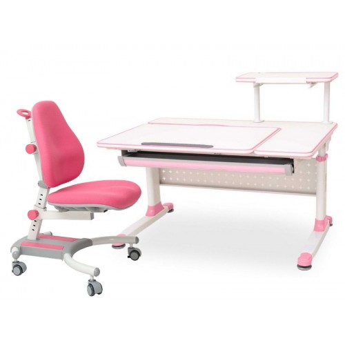 Парта-трансформер Rifforma Set 100 с креслом и полкой - розовый