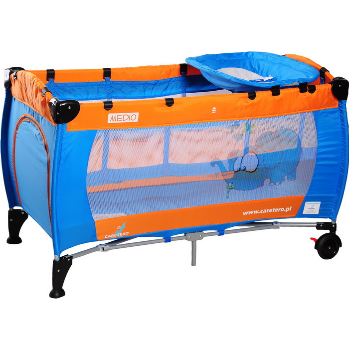 Манеж-кровать Caretero MEDIO - оранж/синий