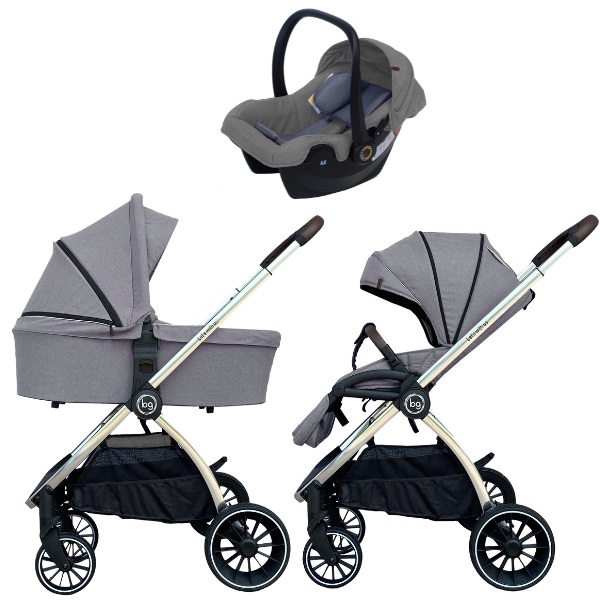 Детская коляска BubaGo Lacio Chrom 3 в 1 - grey