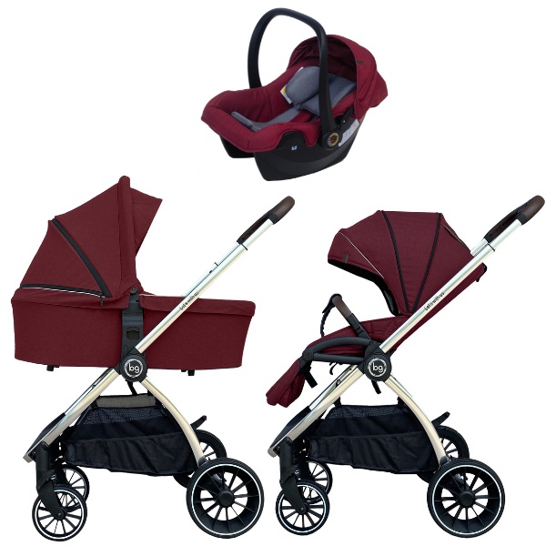 Детская коляска BubaGo Lacio Chrom 3 в 1 - wine red