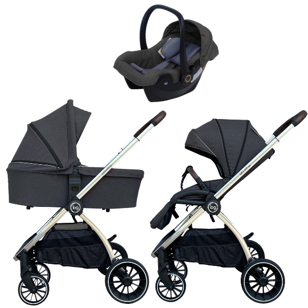 Детская коляска BubaGo Lacio Chrom 3 в 1 - dark grey
