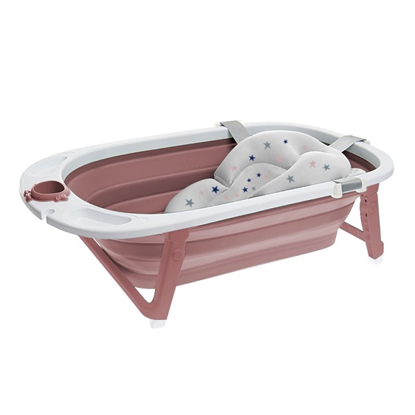 Складная ванночка для купания BubaGo Amare+Матрасик - розовый