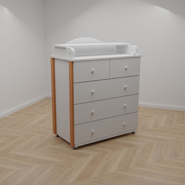 Пеленальный комод Incanto Nuvola 800/5 - белый/бук