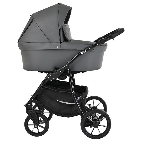 Детская коляска Pituso Nino экокожа 2 в 1 - dark grey