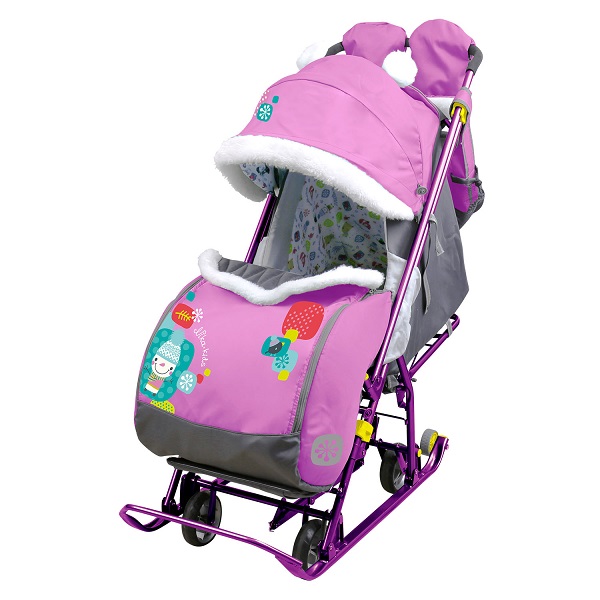 Санки-коляска Ника Наши детки 5-1 - орхидея со снеговиком