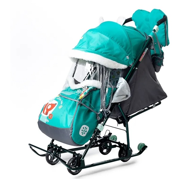 Санки-коляска Ника Наши детки 5-1 - лисичка изумрудный