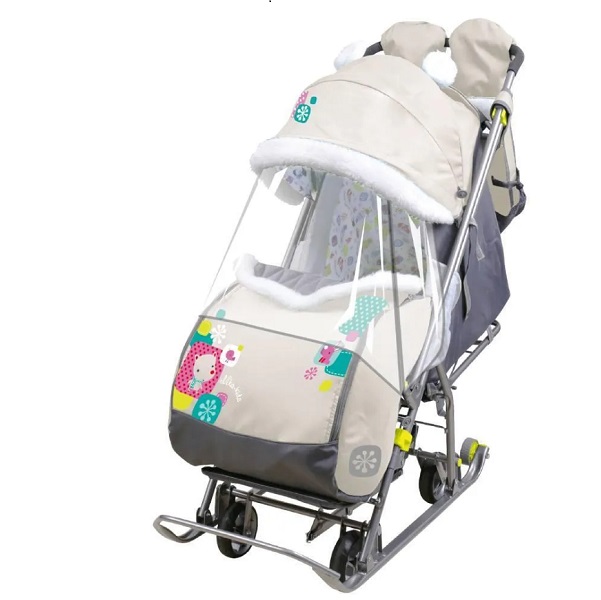 Санки-коляска Ника Наши детки 5-1 - медвежонок бежевый