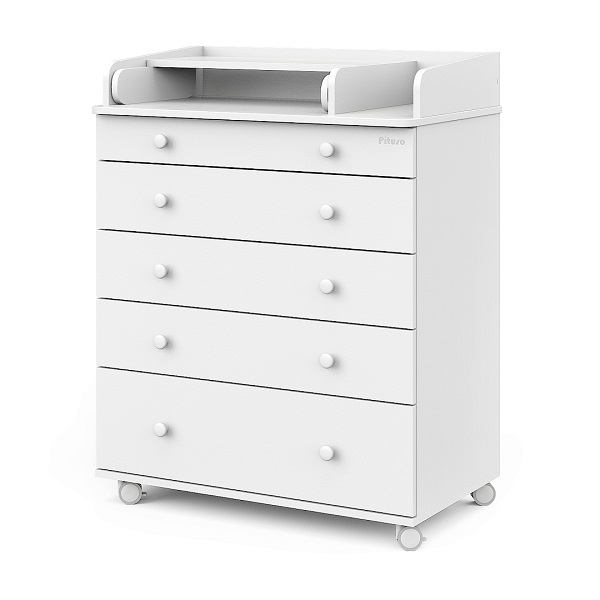 Комод пеленальный Pituso Tori на колесах - белый-белый