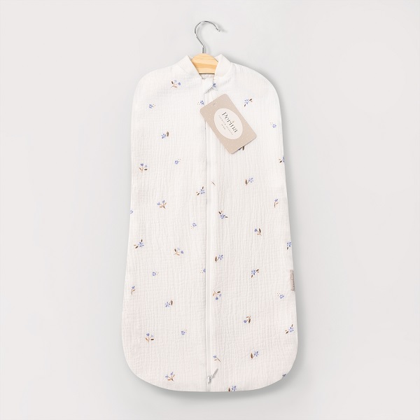 Пеленка-кокон для новорожденного муслин - лето голубое