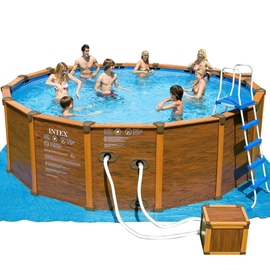 Бассейн каркасный Вуд Грэйн  с комплектом 478x124 - описание