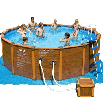 Бассейн каркасный Вуд Грэйн  с комплектом 478x124