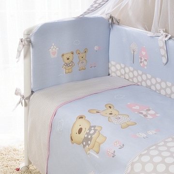 Детское постельное белье Венеция лапушки голубые 4 пр