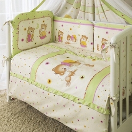 Детское постельное белье Ника Мишки на подушке салатовые 4 пр. - описание