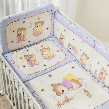 Детское постельное белье Ника Мишки на подушке лиловые 4 пр