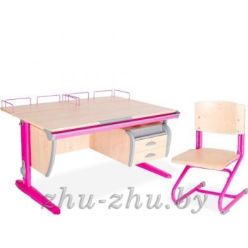 Парта Деми СУТ15-04 розовый клен +деревянный стул