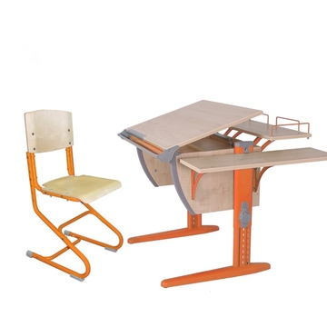 Парты Деми Сут 14-02 оранжевый клен с деревянным стулом
