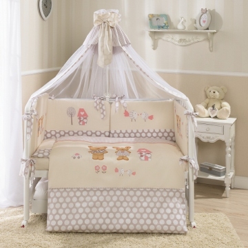 Детское постельное белье Перина Венеция Лапушки бежевое 7 предметов