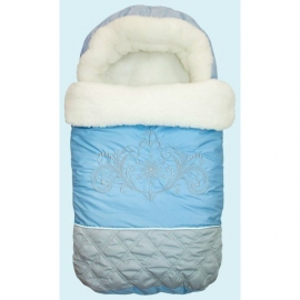 Меховой конверт Золотой Гусь Метелица голубой - описание