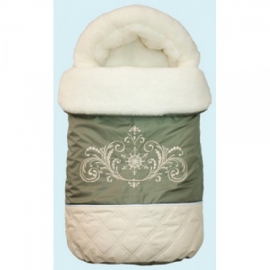 Меховой конверт Золотой Гусь Метелица зеленый - описание