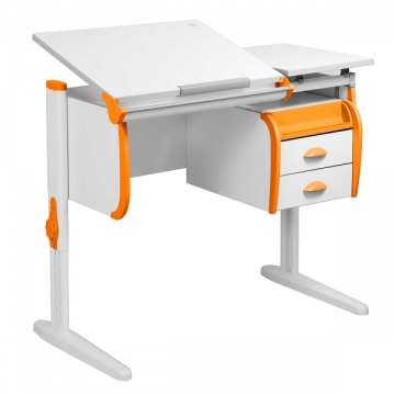 Парта ДЭМИ Сут 25-03 оранжевая + деревянный стул