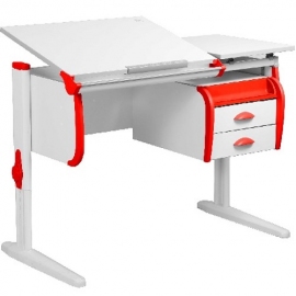 Парта ДЭМИ Сут 25-03 красная + деревянный стул - описание
