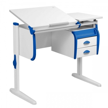 Парта ДЭМИ Сут 25-03 синяя + деревянный стул
