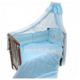 Детское белье в кроватку  Золотой Гусь Лапушки 8 пр. голубой - описание