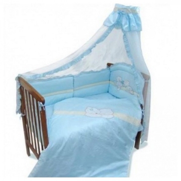 Фото детское белье в кроватку лапушки 8 пр голубой Детское белье в кроватку Лапушки 8 пр голубой