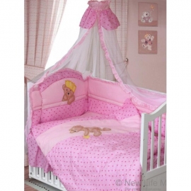 Детское постельное Золотой Гусь Мишка Царь 8 пр. розовый - описание