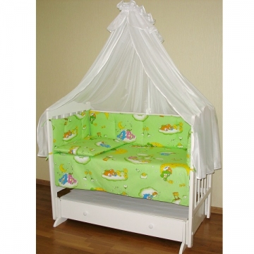 Детское постельное белье Мишка на облаках салатовый 7 предметов